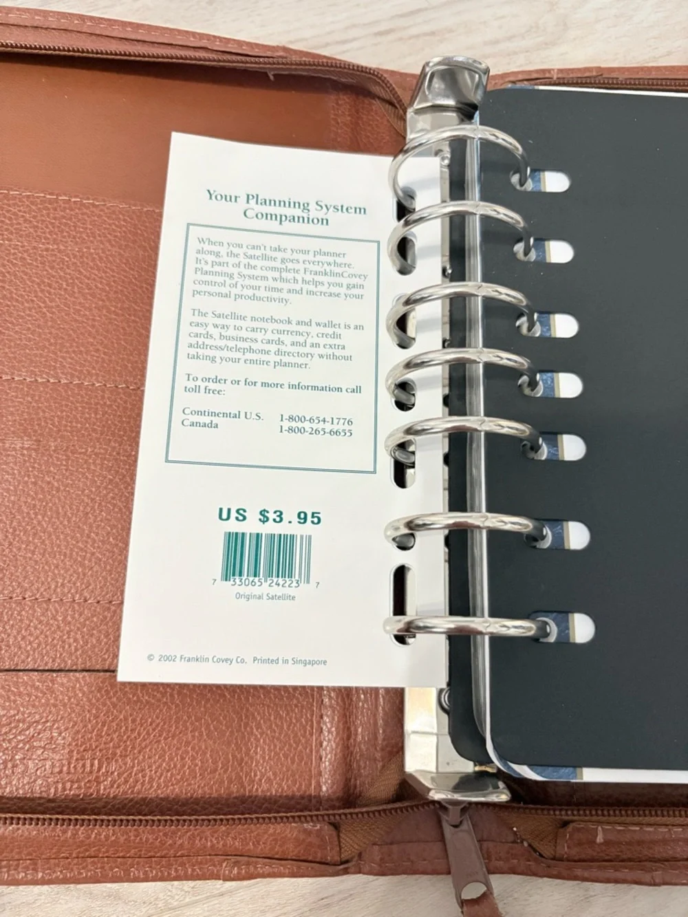 Franklin Covey Zip Around Vintage Binder Cognac Brown Monticello Satellite
